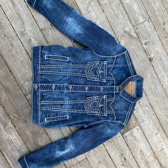 Vintage True Religion Jean Jacket Rope Stitch Jimmy Super T 1/2’ Denim Blue - Picture 3 of 11